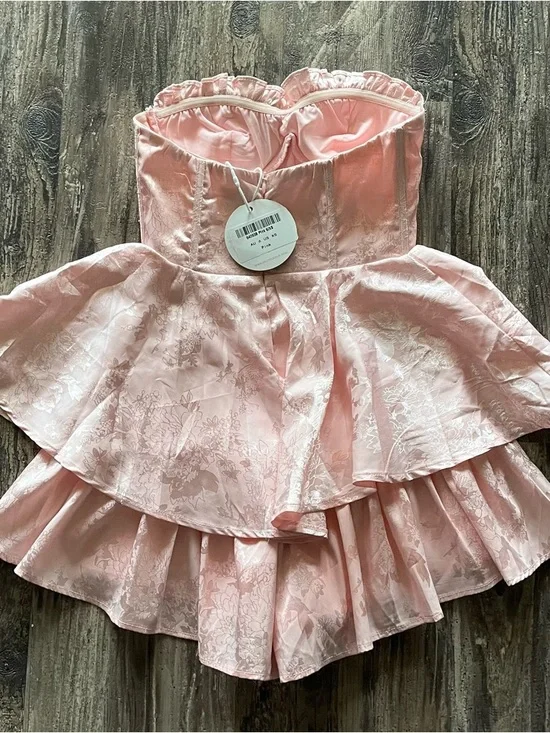 Selfie Leslie Strapless Light Pink Corset Romper - Picture 2 of 3